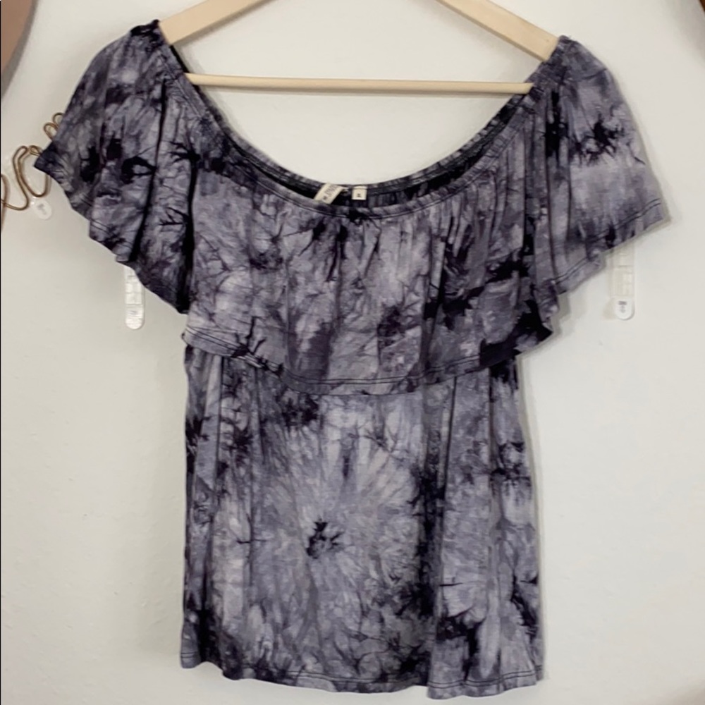 NWOT Tillys Tie dye off the shoulder ruffle top